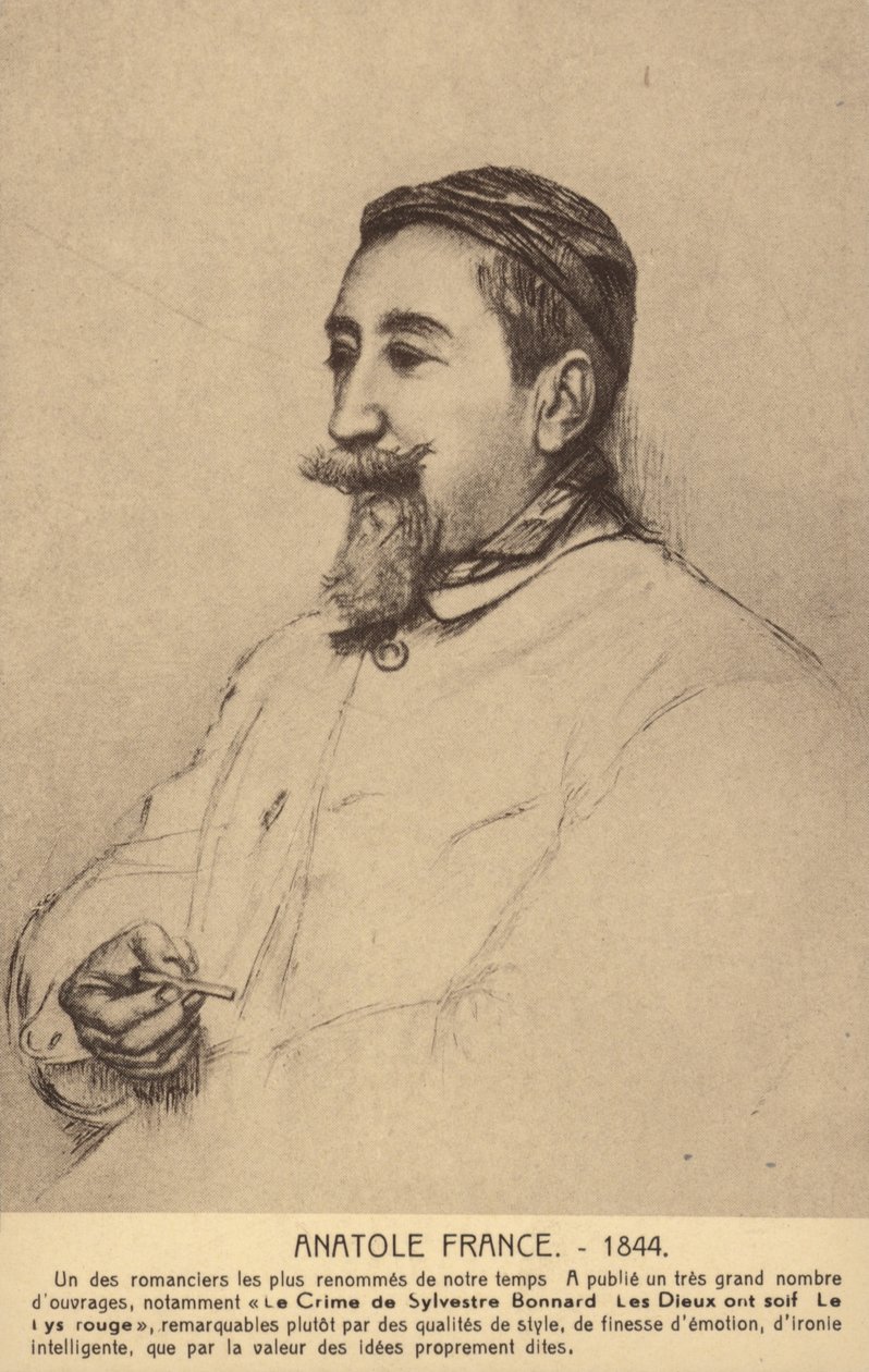 Anatole France (1844-1924), francuski poeta, dziennikarz i powieściopisarz (litografia) autorstwa French School