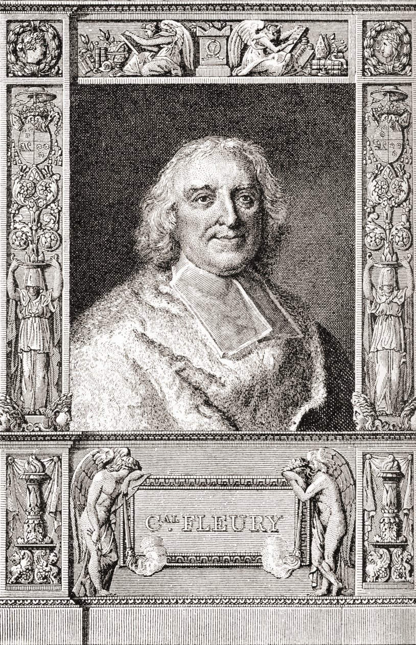 André-Hercule de Fleury, biskup Fréjus, 1653 1743. Francuski kardynał i główny minister Ludwika XV. Z Les Heures Libres opublikowanego w 1908 roku. autorstwa French School