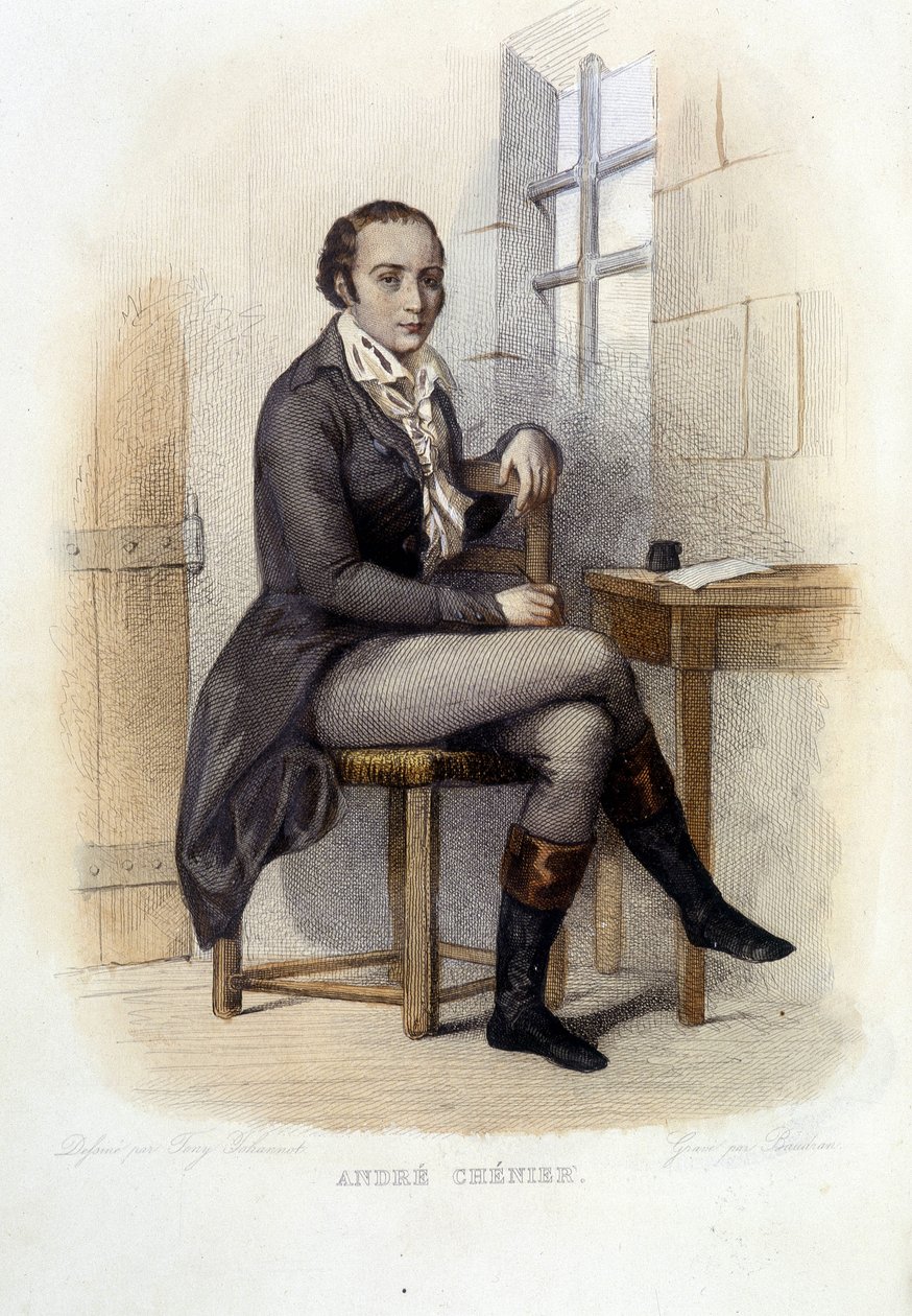 Andre Chenier (1762-1794), francuski poeta, w Concierge - w „Le Plutarque francais”, red. Mennechet autorstwa French School