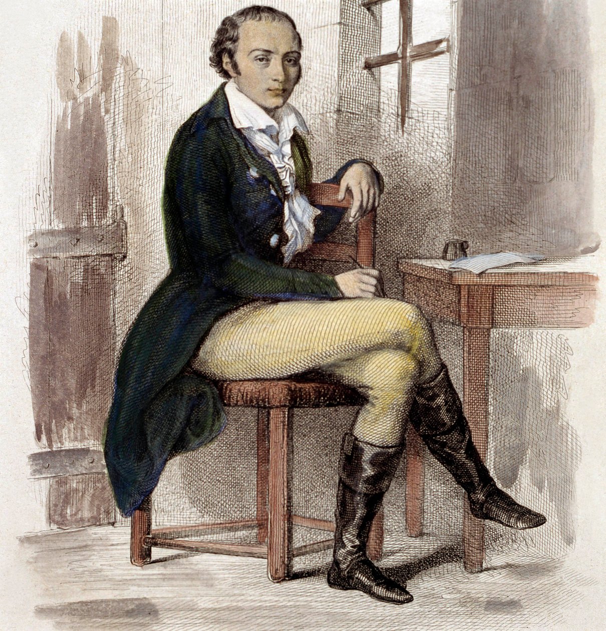 Andre Chenier (kolorowe grawerowanie) autorstwa French School