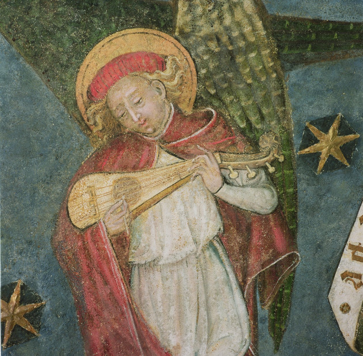 Anielski muzyk grający na mandorze, fragment ze sklepienia krypty autorstwa French School