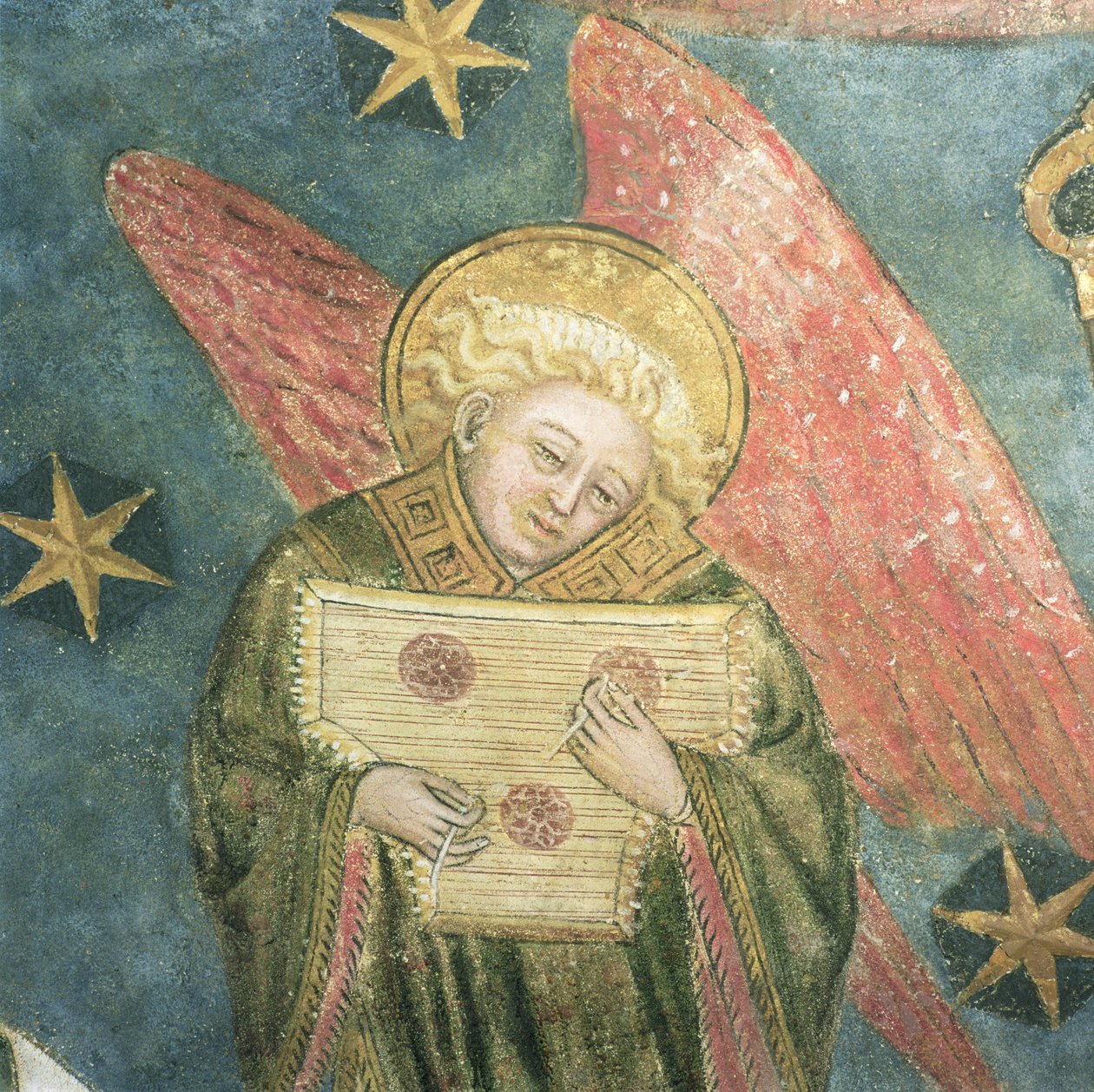 Anielski muzyk grający na psałterzu, fragment ze sklepienia krypty autorstwa French School