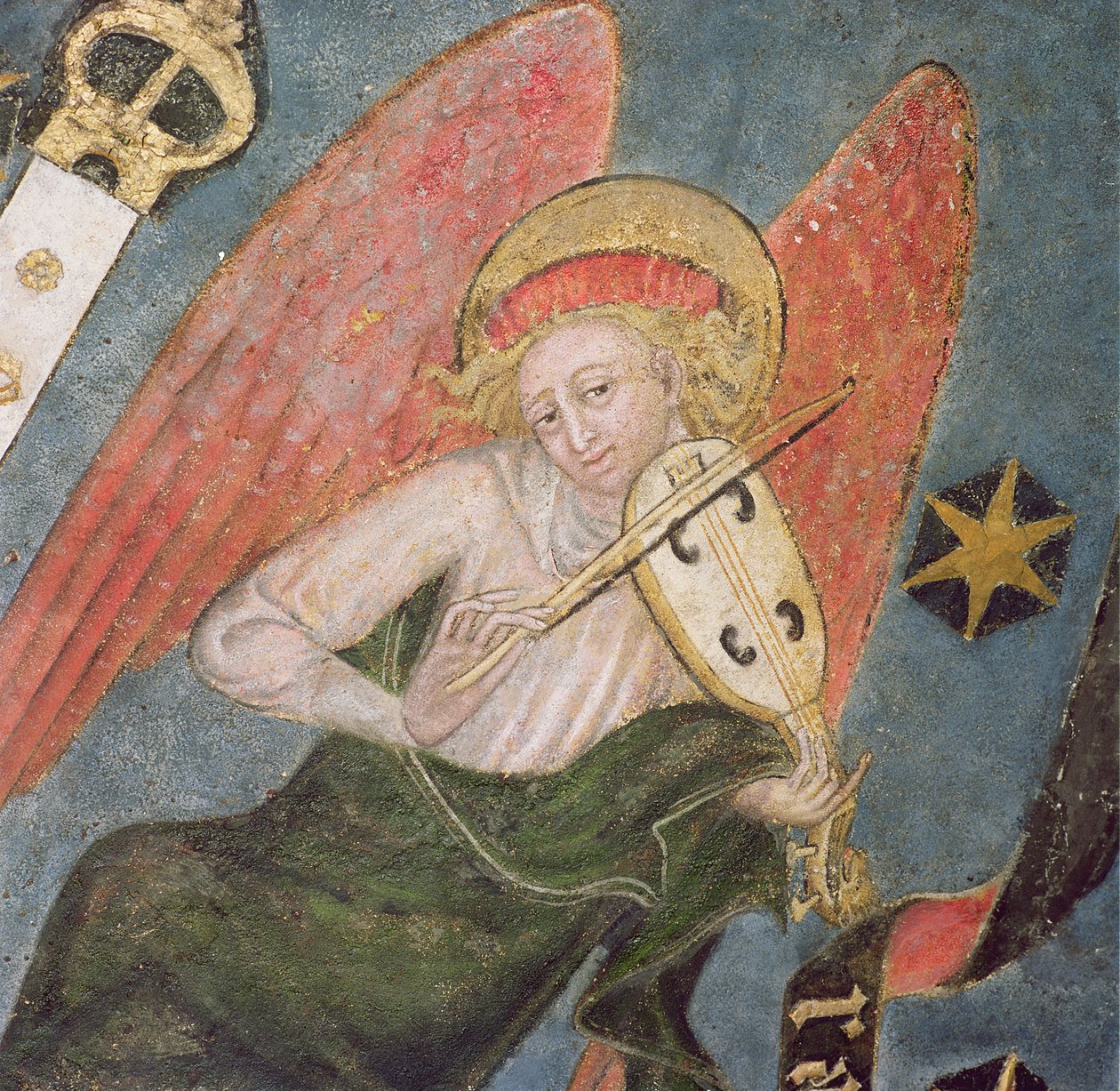 Anielski muzyk grający na wiolonczeli, fragment ze sklepienia krypty autorstwa French School