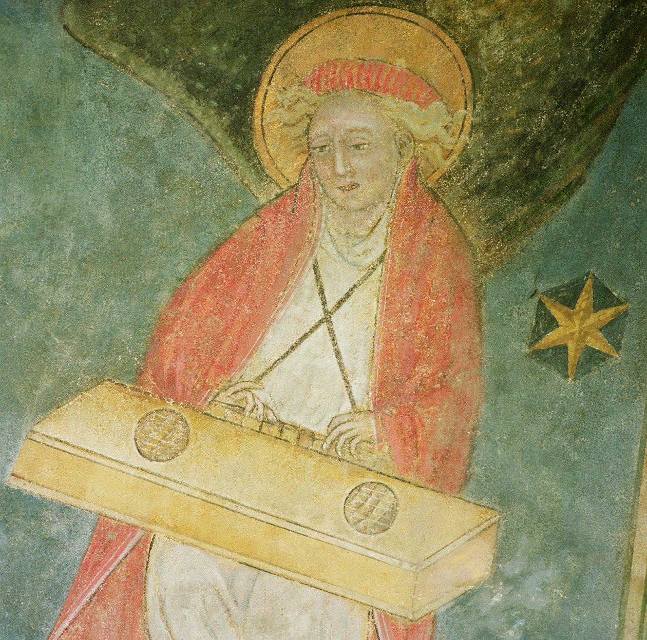 Anioł grający na klawikordzie, fragment ze sklepienia krypty autorstwa French School