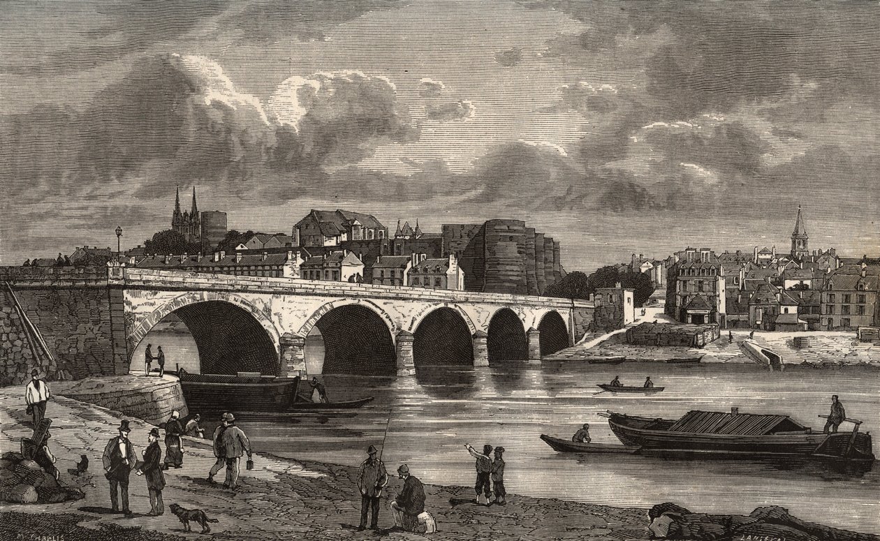 Angers - Maine-et-Loire w regionie Pays de la Loire - rycina w “Ilustracja Francji: geografia, historia, administracja statystyczna” autorstwa V.-A. Słodowo-Brązowy. 1884 autorstwa French School