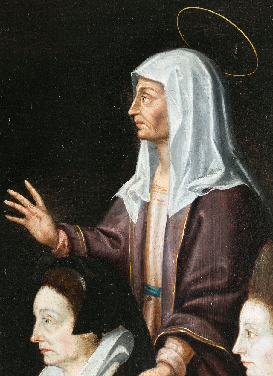 Anne Aubrey i jej opiekunka, szczegół. Tryptyk Aubrey autorstwa French School