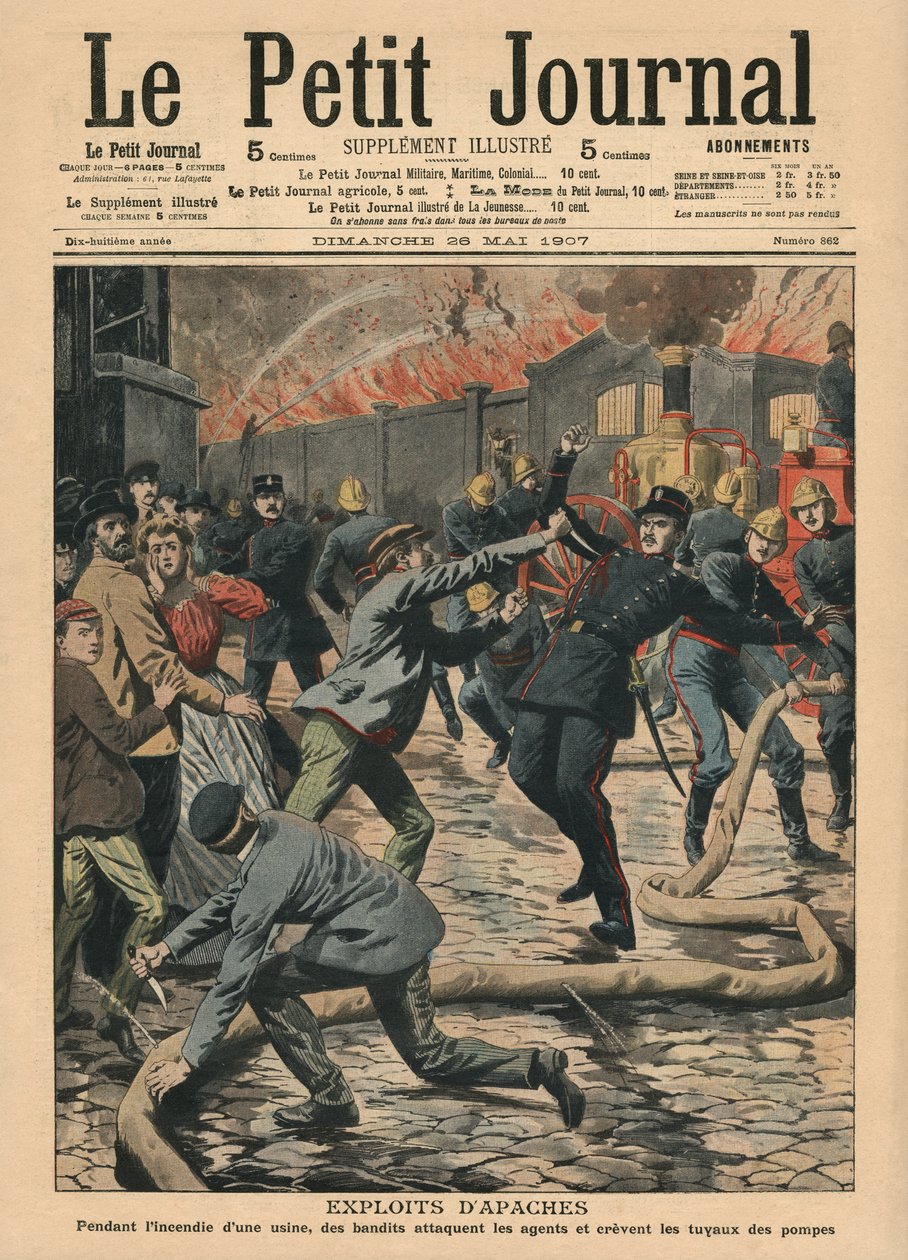 Osiągnięcia Apaczów, ilustracja z „Le Petit Journal”, dodatek illustre, 26 maja 1907 autorstwa French School