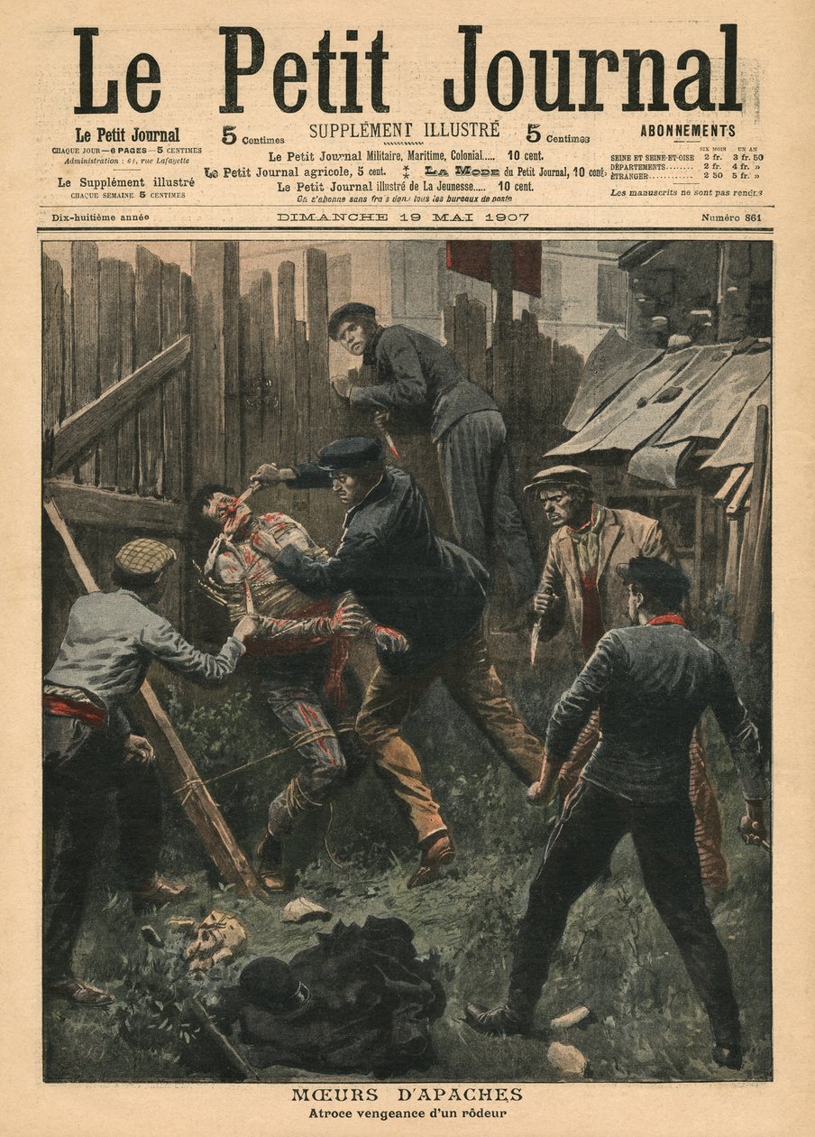 Zachowanie Apaczów, ilustracja z „Le Petit Journal”, dodatek illustre, 19 maja 1907 autorstwa French School
