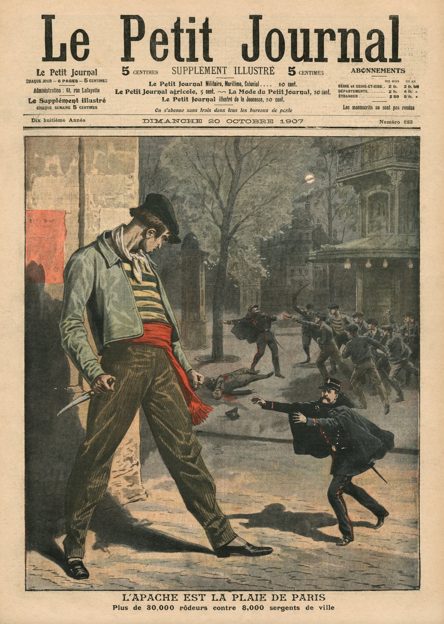 Apacze są utrapieniem dla Paryża, ilustracja z "Le Petit Journal", supplement illustre, 20 października 1907 r. autorstwa French School