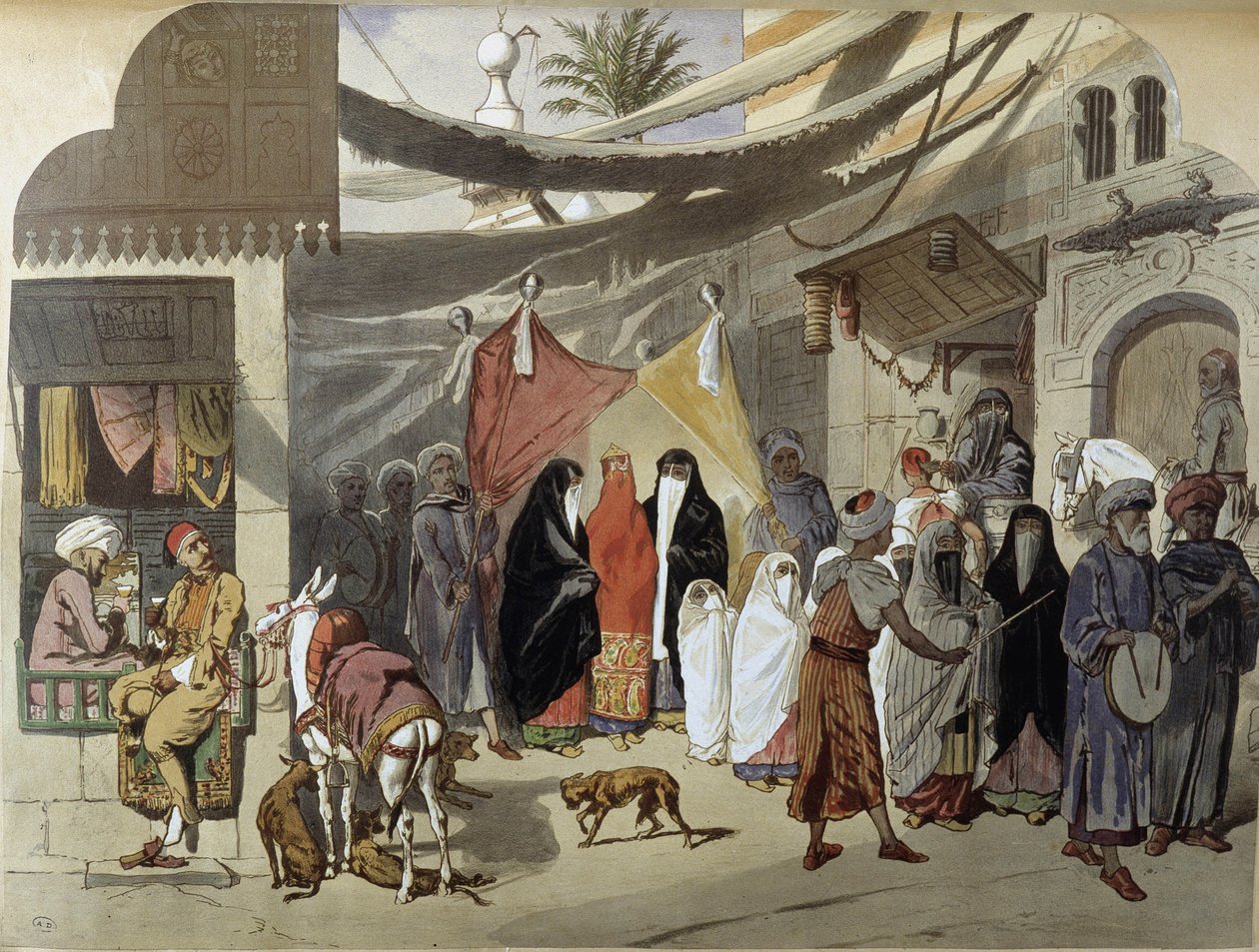 Arabskie małżeństwo w Kairze - w „”Nowoczesnym Egipcie””, Henri de Amount, v.1870 autorstwa French School