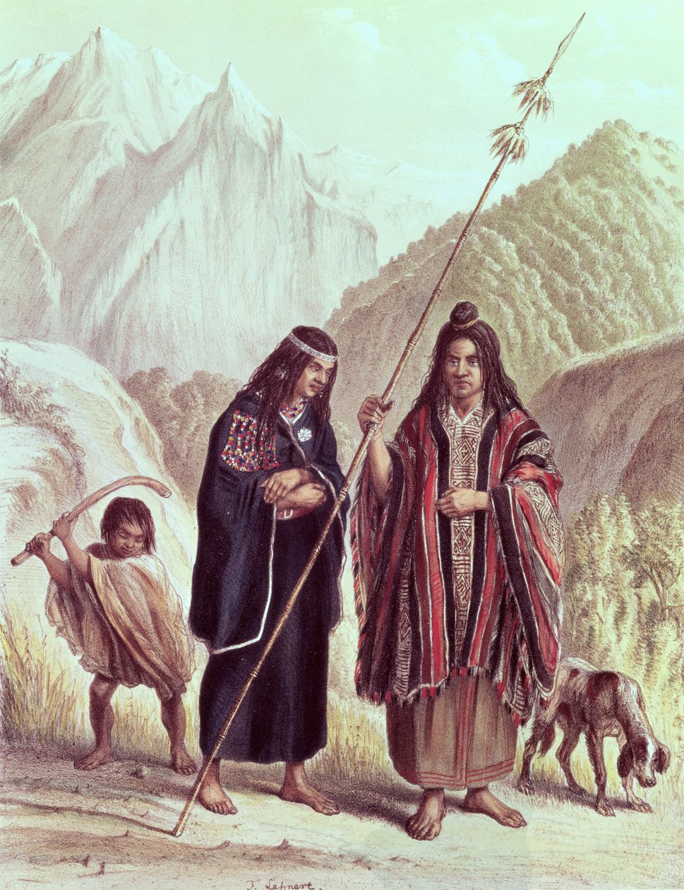 Indianie Araukanii, ilustracja z "Historii Chile" Claudio Gay