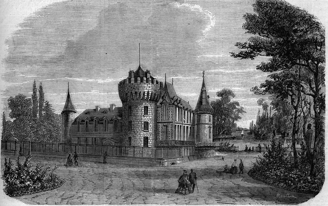 Architektura: widok zewnętrzny zamku Rambouillet (XIV-XV w., w ciągu stulecia przebudowany) autorstwa French School