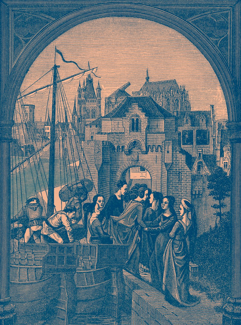 „Przybycie floty tyrana Maximusa do Kolonii” autorstwa French School