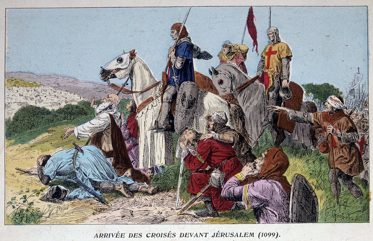 Przybycie krzyżowców pod Jerozolimę (1099) autorstwa French School