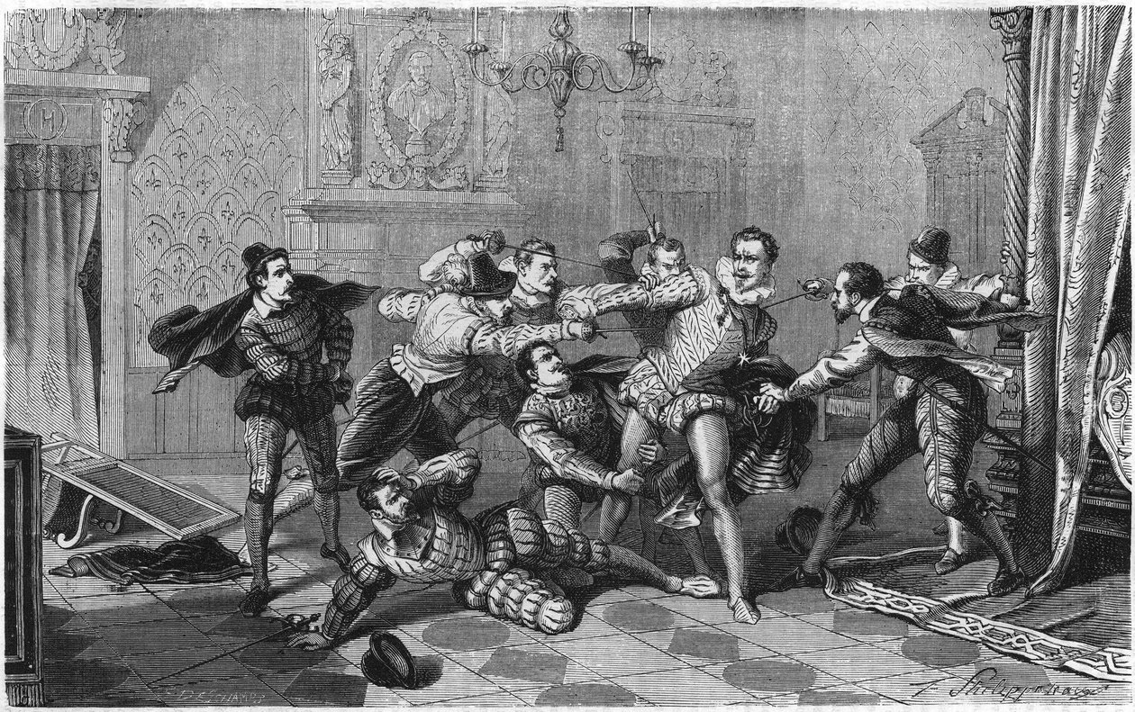 Zabójstwo Henryka I Lotaryngii, księcia Guise znanego jako Balafre (1550-1588), 23 grudnia autorstwa French School