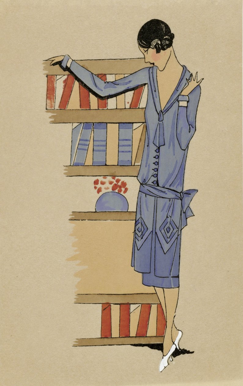"W domu", z Costumes Parisien, wyd. 1925 (druk pochoir) autorstwa French School