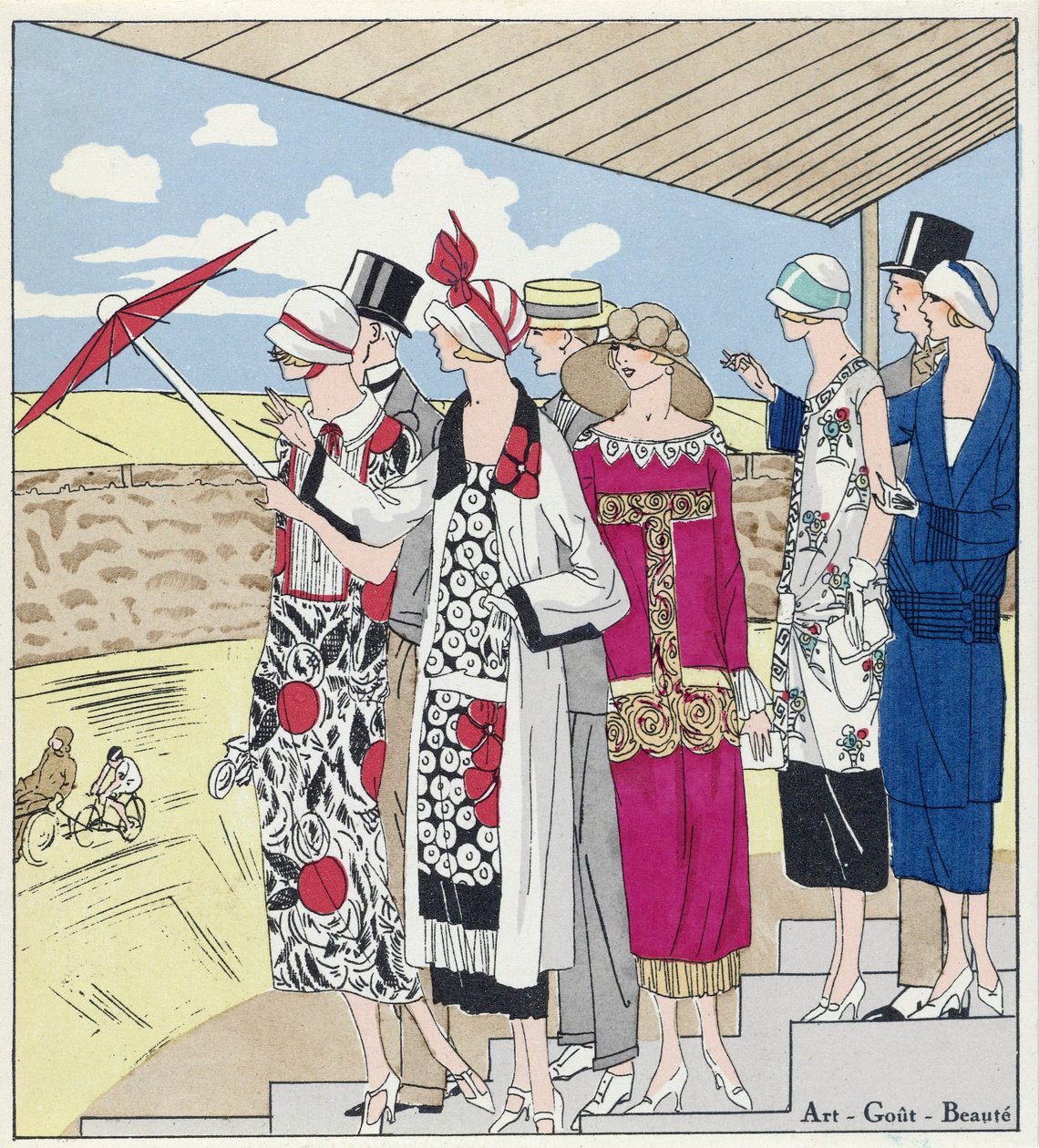 Na Velodrome, ilustracja z Art, Dna moczanowa, Beaute, wyd. 1924. autorstwa French School