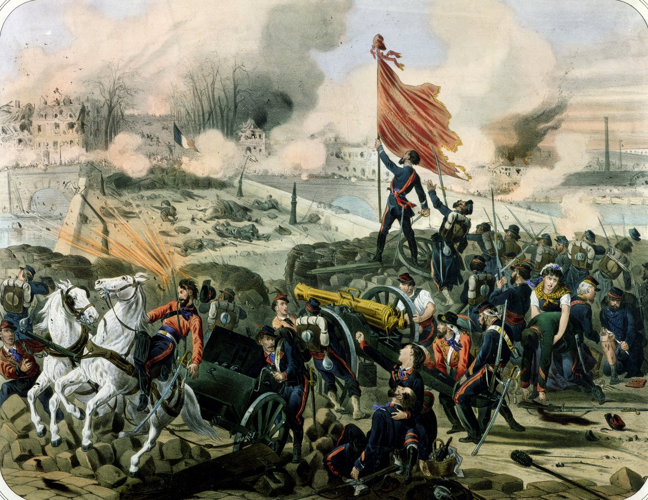 Atak na Pont de Neuilly i Courbevoie, 2 kwietnia 1871 (lito) autorstwa French School