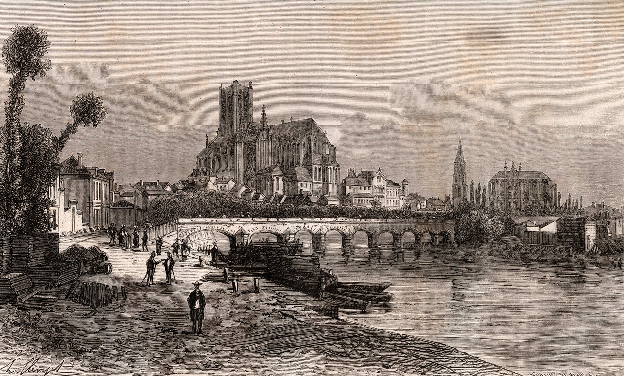 Auxerre - Bourgogne-Franche-Comte - rycina w „La France illustrée: geografia, historia, administracja statystyczna” autorstwa V.A. Malt-Browna. 1884 autorstwa French School