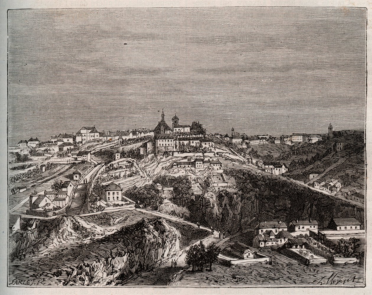 Avallon - Bourgogne-Franche-Comte - grawer w „La France illustrée: geografia, historia, administracja statystyczna” autorstwa V.A. Malt-Browna. 1884 autorstwa French School