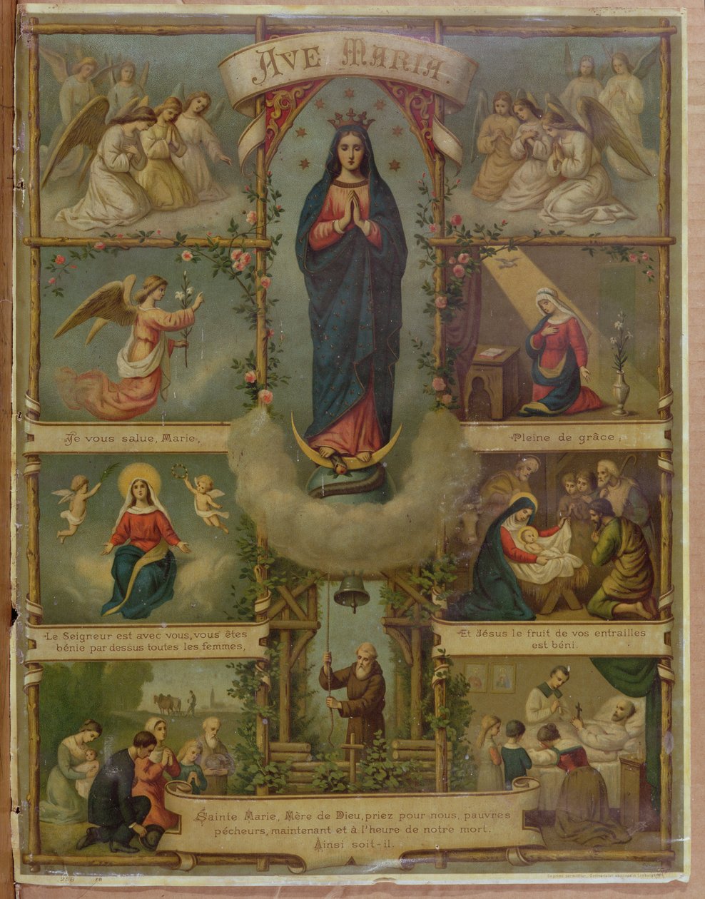 Karta modlitewna Ave Maria autorstwa French School