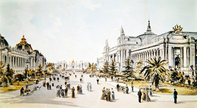 Avenue Nicholas II przedstawiająca Grand Palais i Petit Palais podczas Exposition Universelle w Paryżu, ilustracja z „L