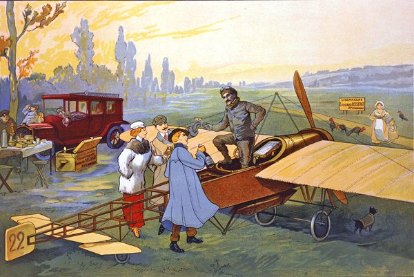 Lotnictwo (litografia kolorowa) autorstwa French School