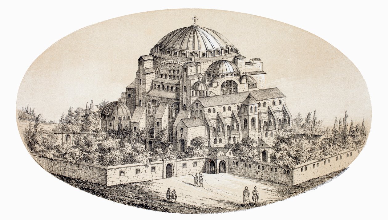 Aya Sofya Camii lub St Sophia Basilika, Stambuł, Turcja, według ilustracji z połowy XIX wieku, z L