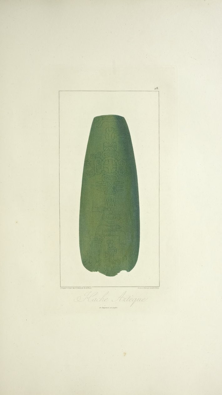 Aztec Axe, ilustracja z „Widoków Kordylierów i pomników rdzennych ludów Ameryki” autorstwa Alexandra von Humboldta i Aime Bonpland autorstwa French School