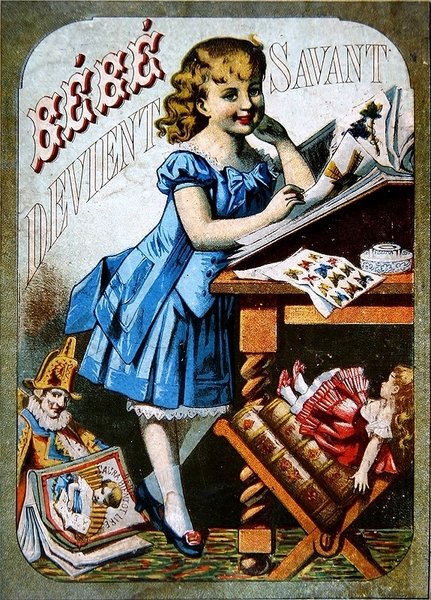 „Dziecko staje się uczonym”, c.1870 (kolor lito) autorstwa French School