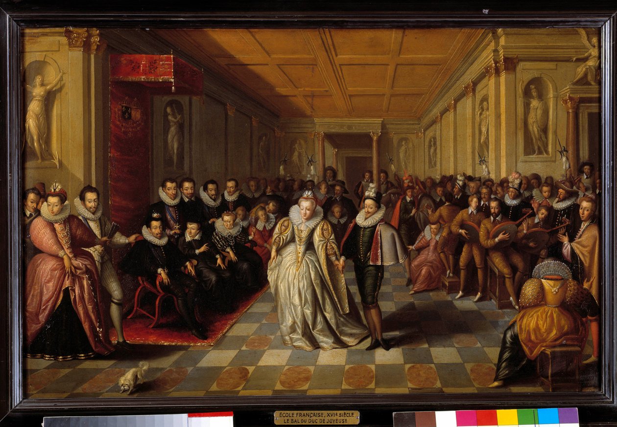 Bal podarował Luwrowi w obecności Henryka III i Katarzyny Medycejskiej (Caterina de Medici) za ślub Anny, księcia Joyeuse i Małgorzaty de Lorraine Vaudemont (siostra królowej Luizy) w dniu 24 września 1581 roku. autorstwa French School