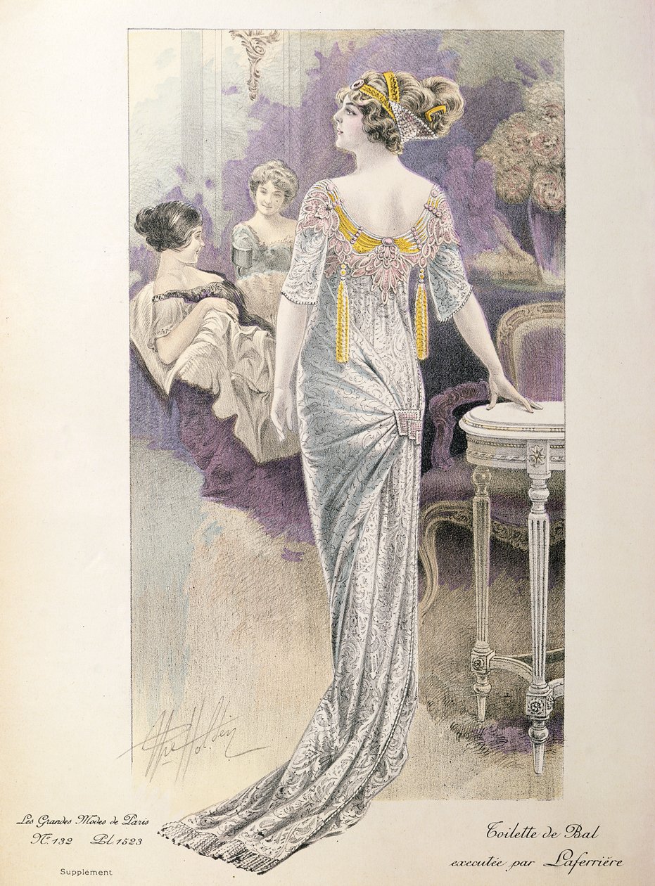 Suknia balowa, z Les Grandes Modes de Paris autorstwa French School
