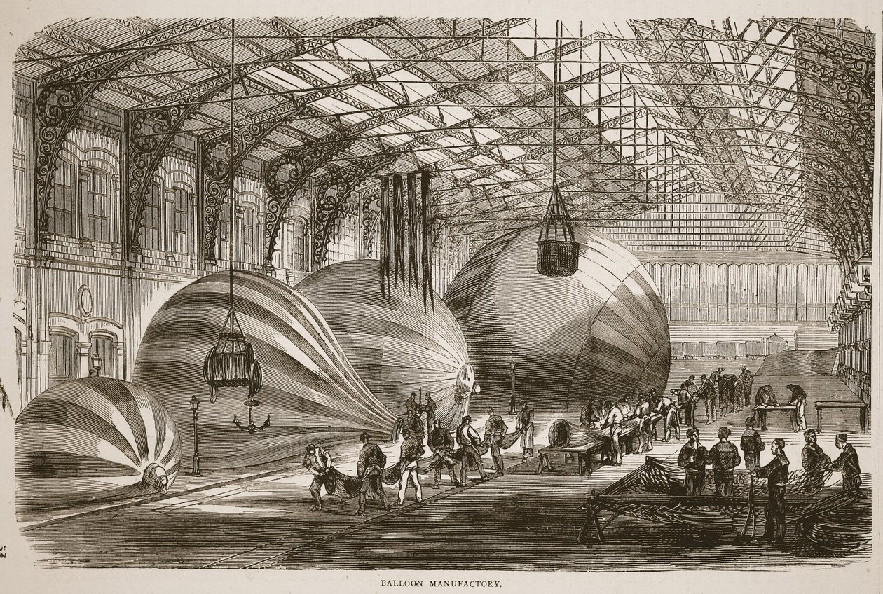 Manufaktura Balonów, ilustracja z Historii wojny między Francją a Niemcami w Cassells, 1870-1871 autorstwa French School