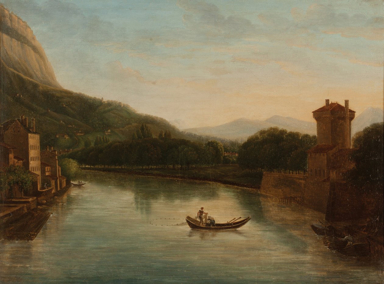 Brzegi Isery w Grenoble (olej na płótnie) autorstwa French School