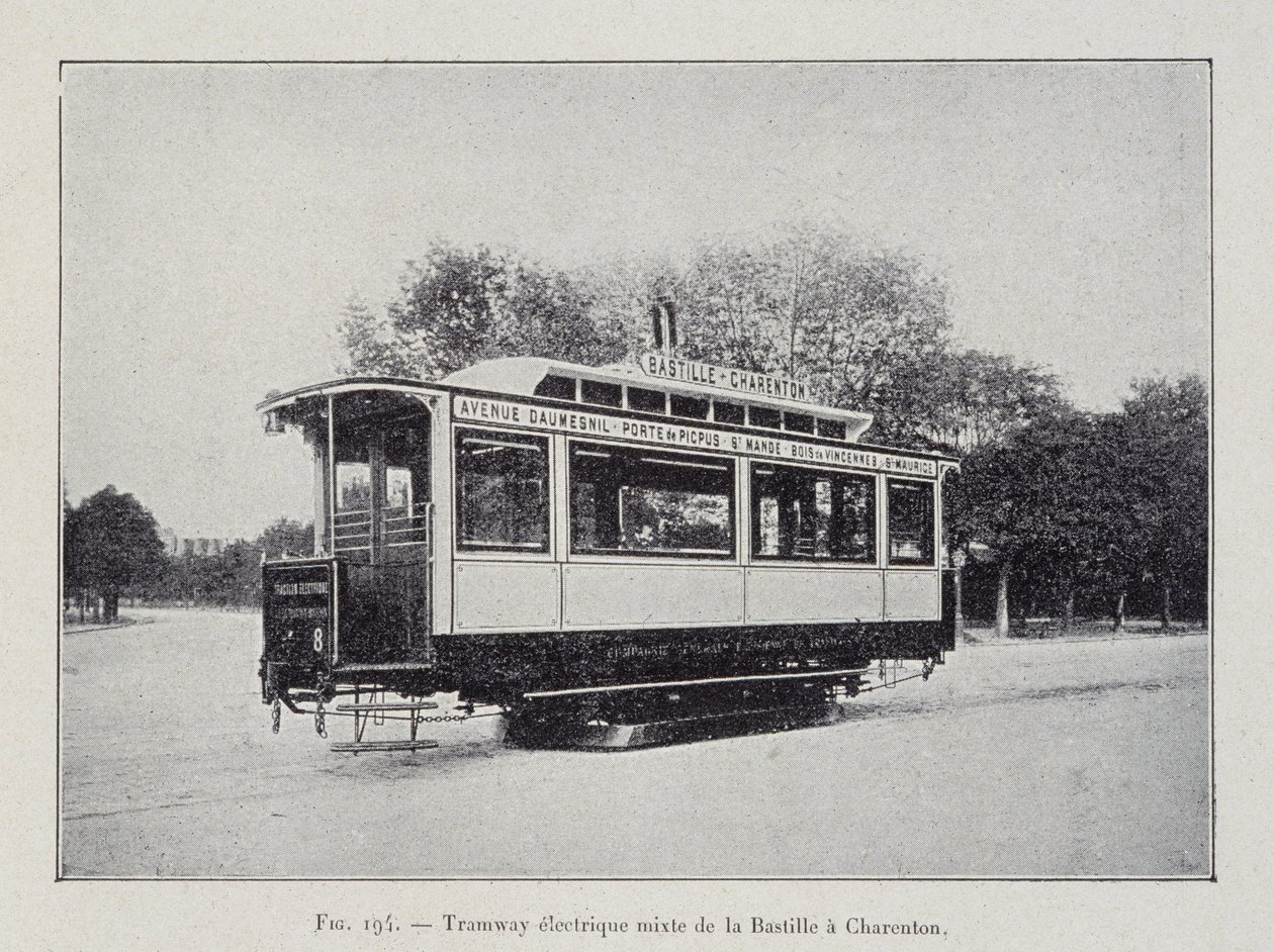 Tramwaj elektryczny Bastille-Charenton - w „Przez prąd” G. Davy autorstwa French School