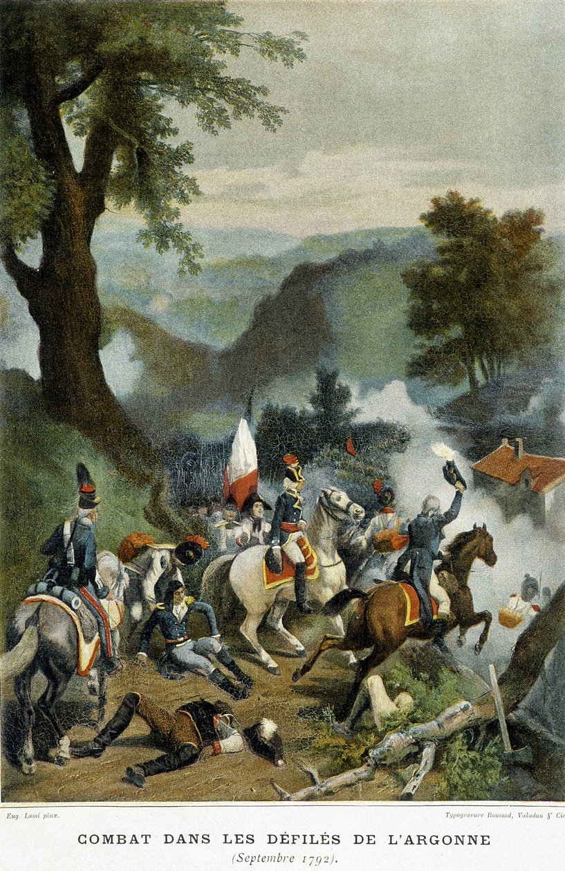 Bitwa pod Argonne zbezcześciła (Ardeny, Marne i Meuse). To właśnie podczas tej kampanii (1792) Dumouriez odniósł zwycięstwo Valmy. autorstwa French School