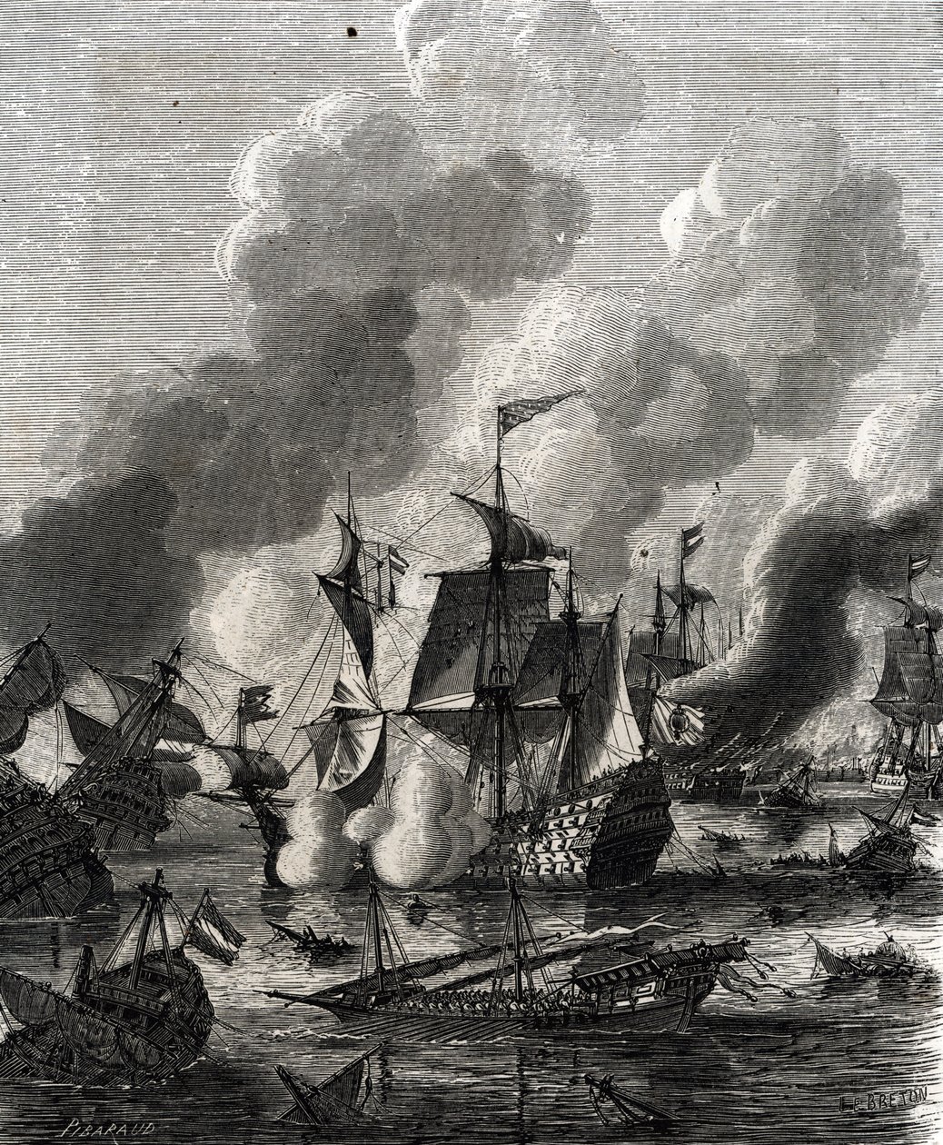 Bitwa pod Lagos była bitwą morską podczas wojny dziewięcioletniej w dniu 27 czerwca 1693 (rycina) autorstwa French School
