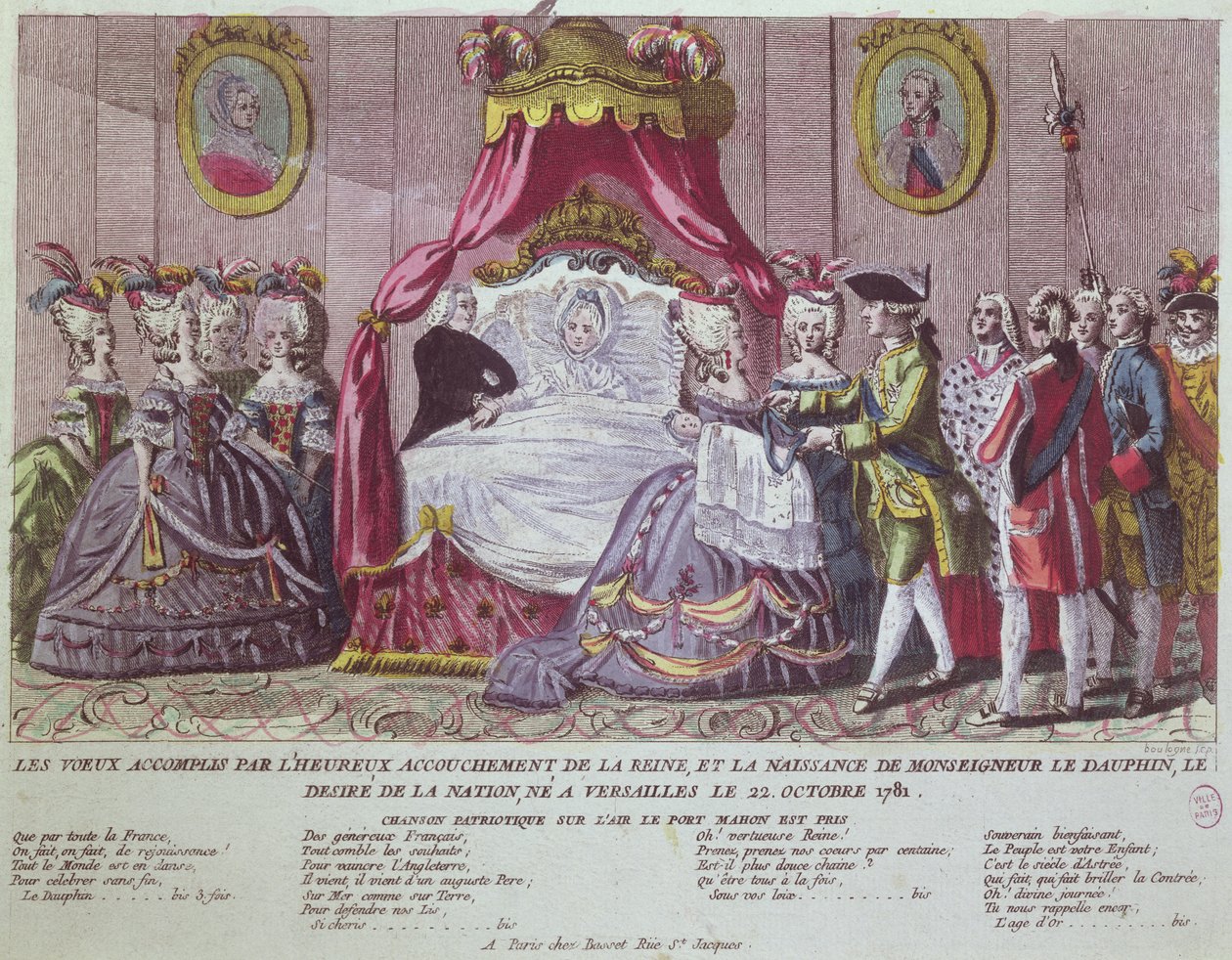 Narodziny Wielkiego Delfina, Ludwika Józefa (1781-1789) (kolororyt) autorstwa French School