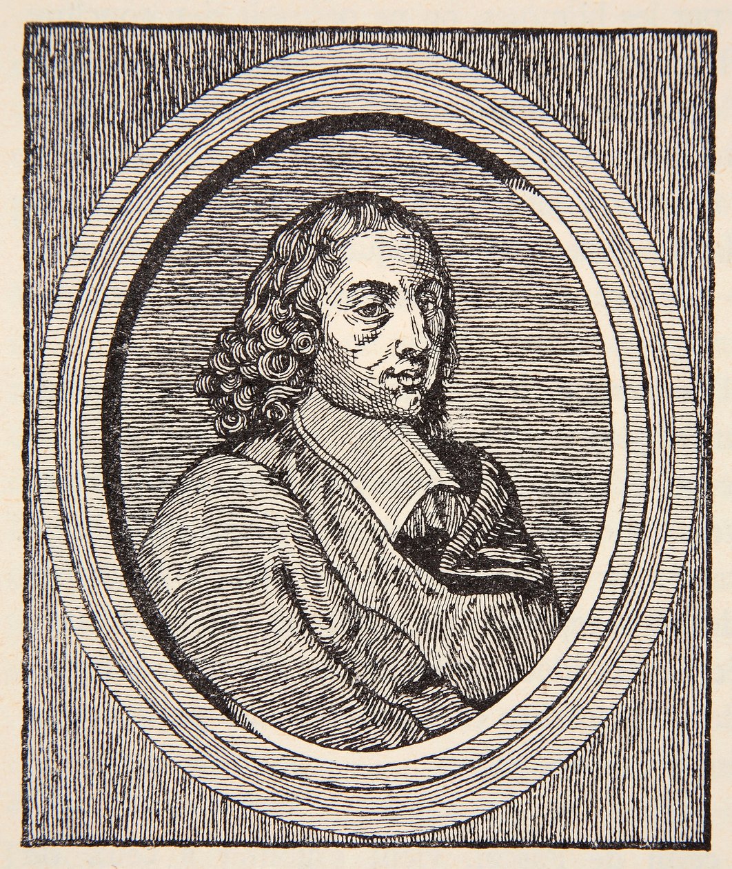 Blaise Pascal, ilustracja z Historii Narodu Francuskiego, Nauki, tomy I i II, autorstwa Gabriela Hanotaux (1853-1944), 1924 autorstwa French School