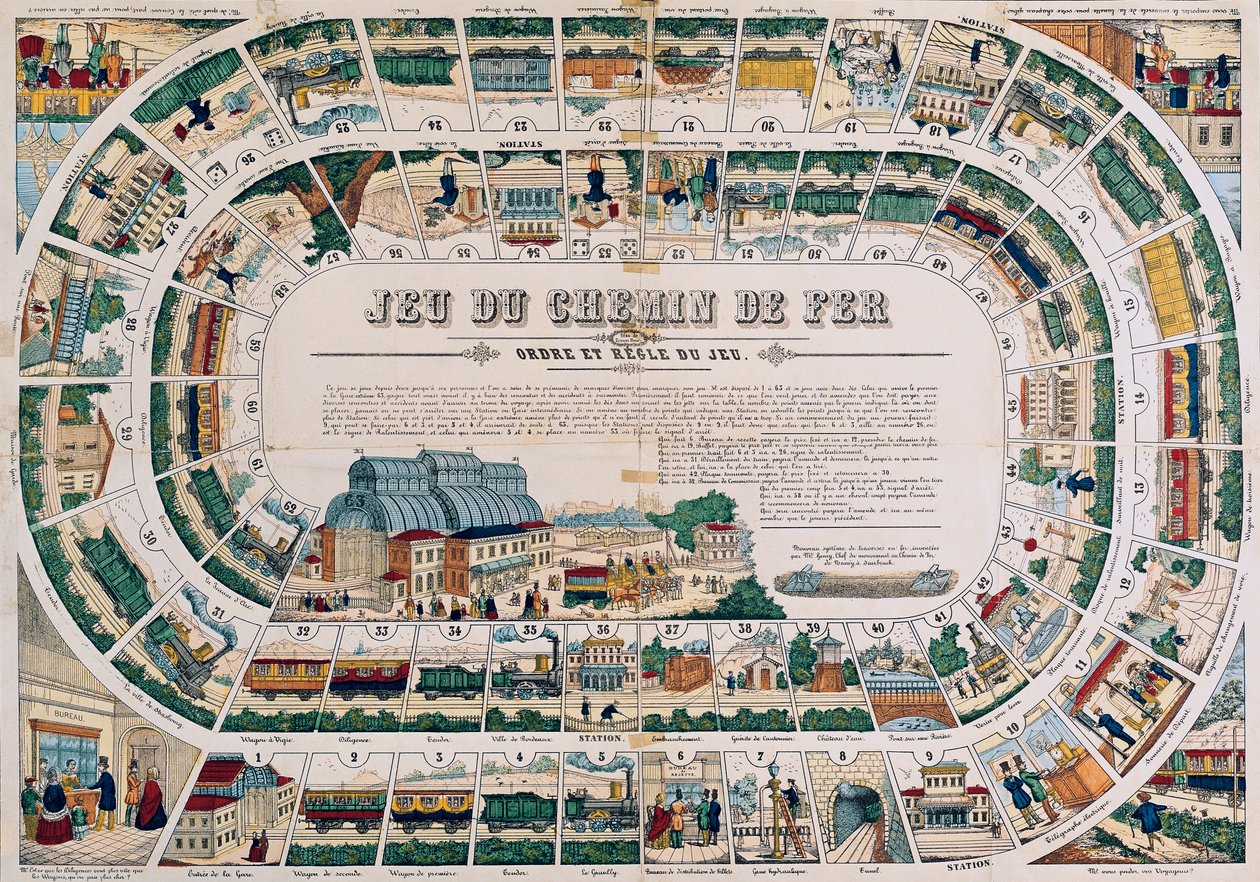 Plansza do gry kolejowej, 1850 autorstwa French School