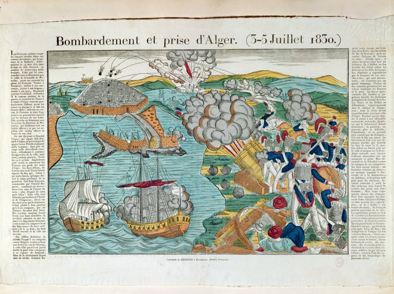 Bombardowanie i oblężenie Algieru, 3 lipca 1830, ok. 1830-35 autorstwa French School