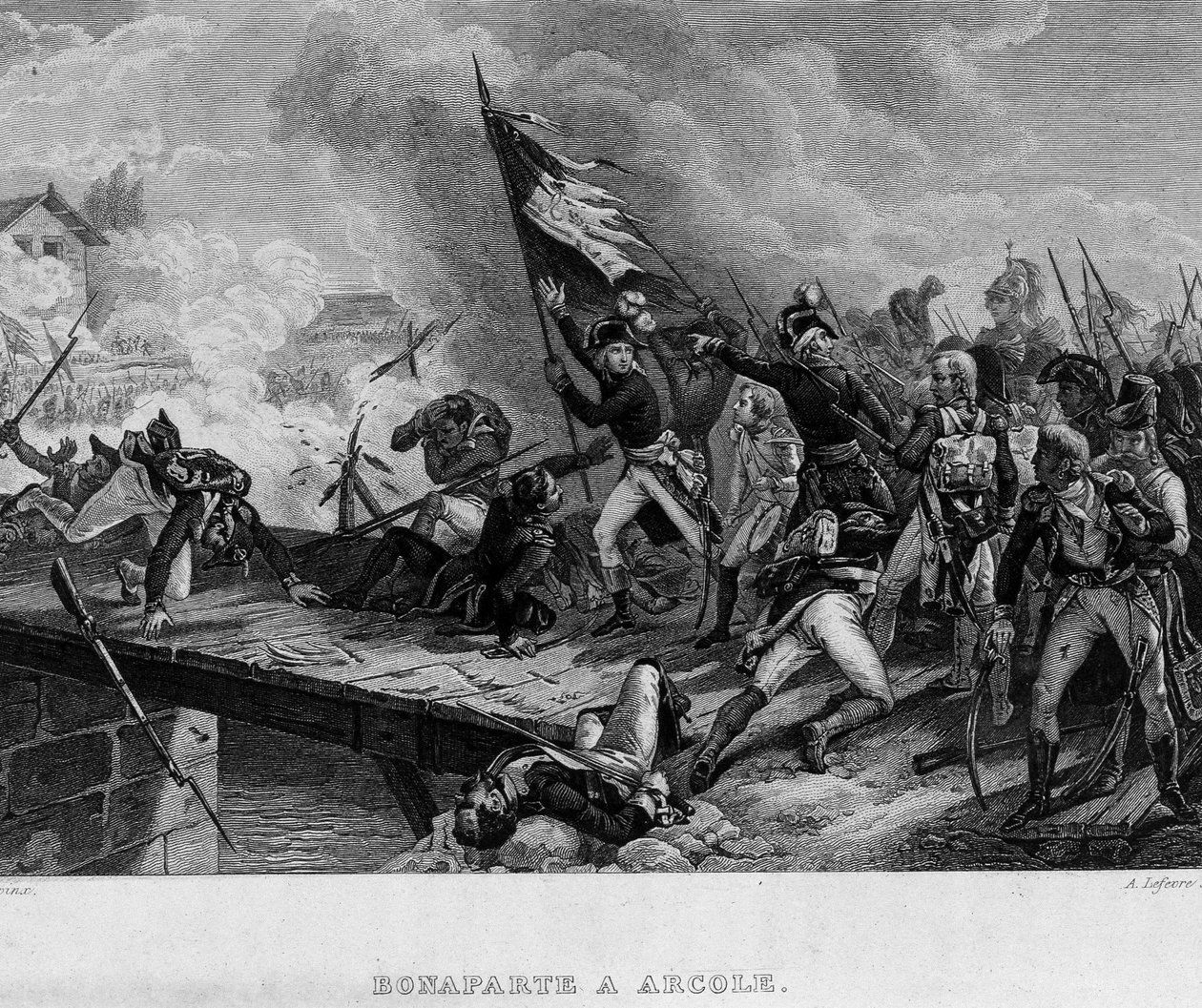 Bonaparte in Arcole - w „Revolution francaise” Thiersa. 19 wiek autorstwa French School