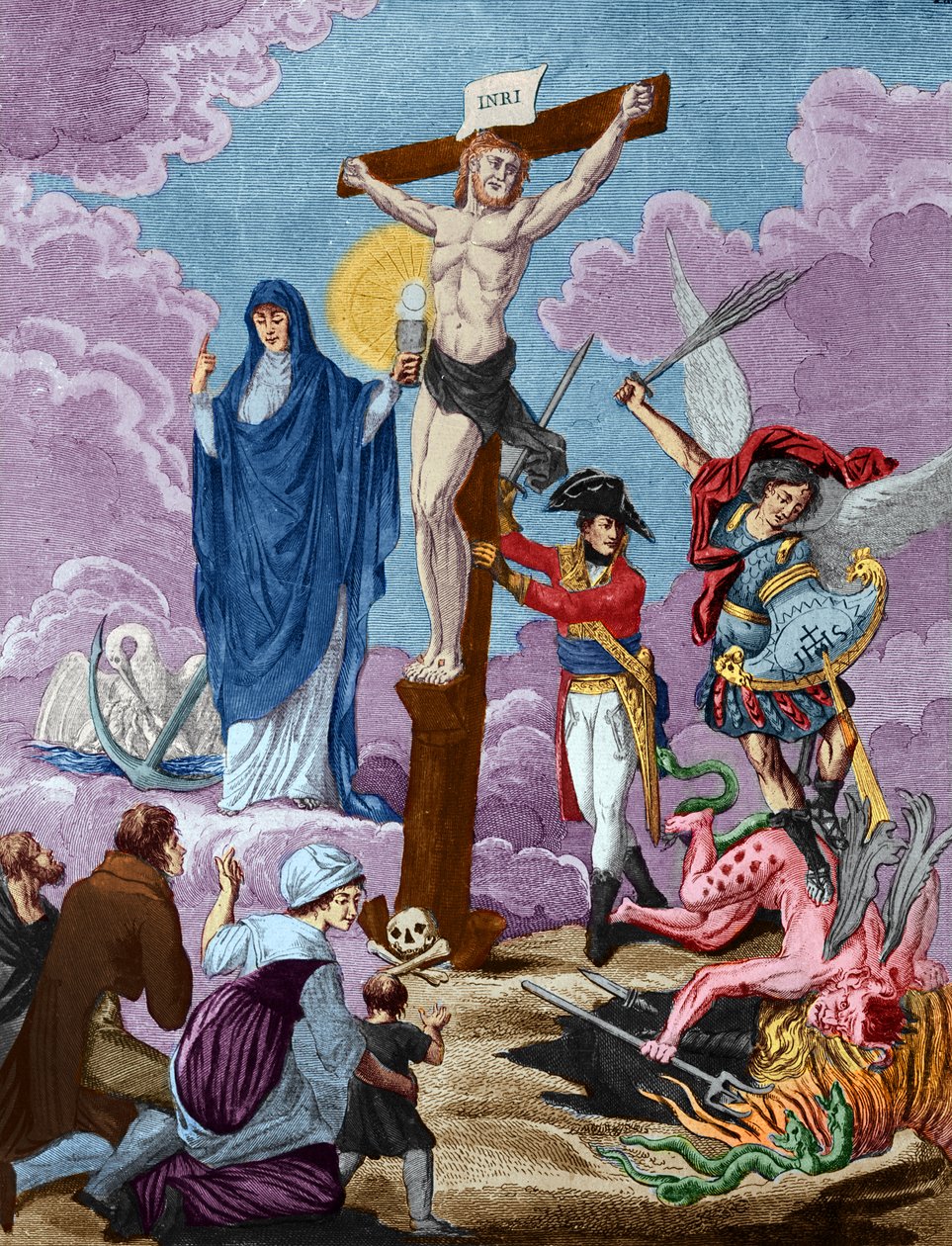Bonaparte, odnowiciel religii i podtrzymujący Krzyż, Alegoria Konkordatu, 1802 autorstwa French School