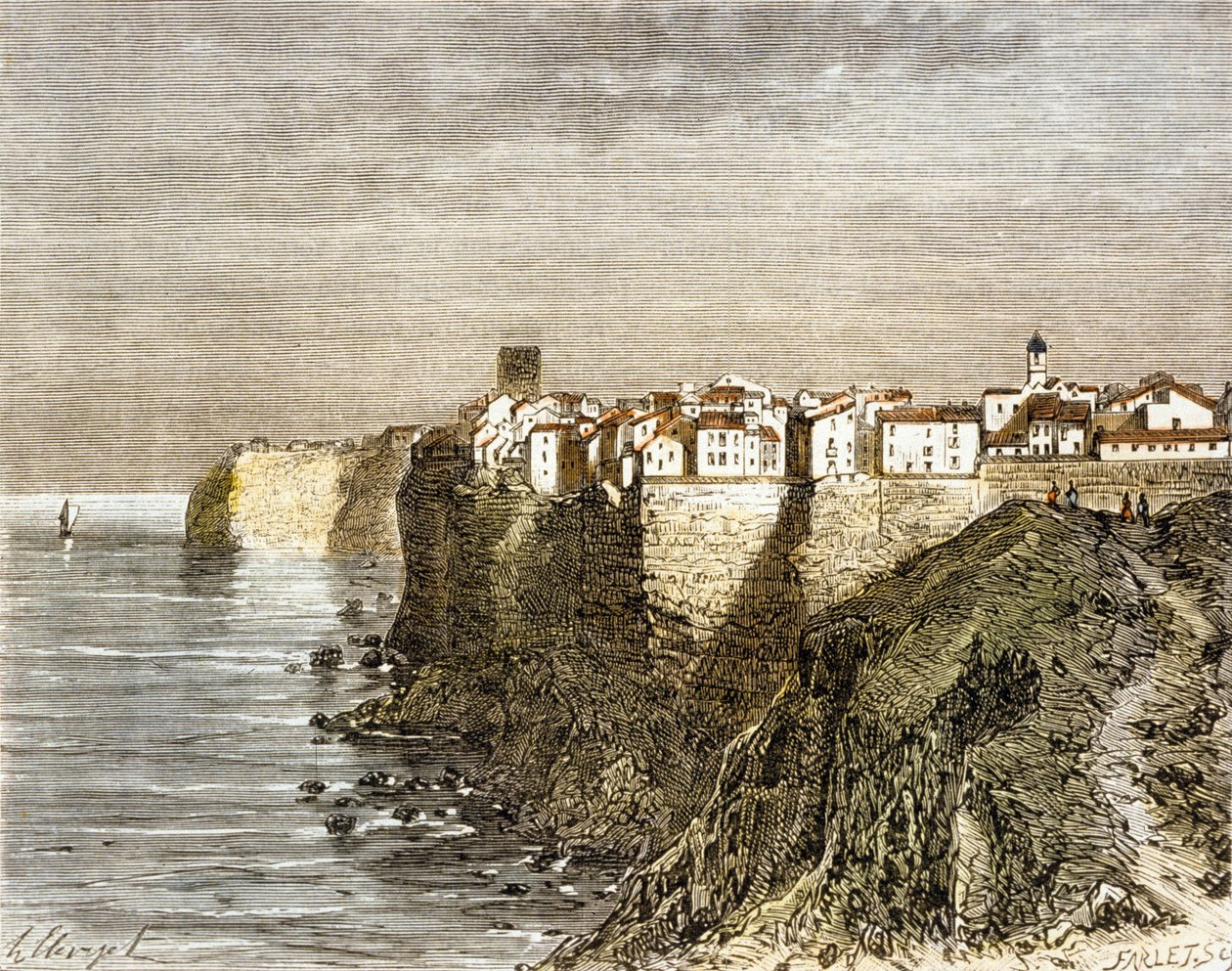 Bonifacio, Korsyka (kolor grawerowany) autorstwa French School