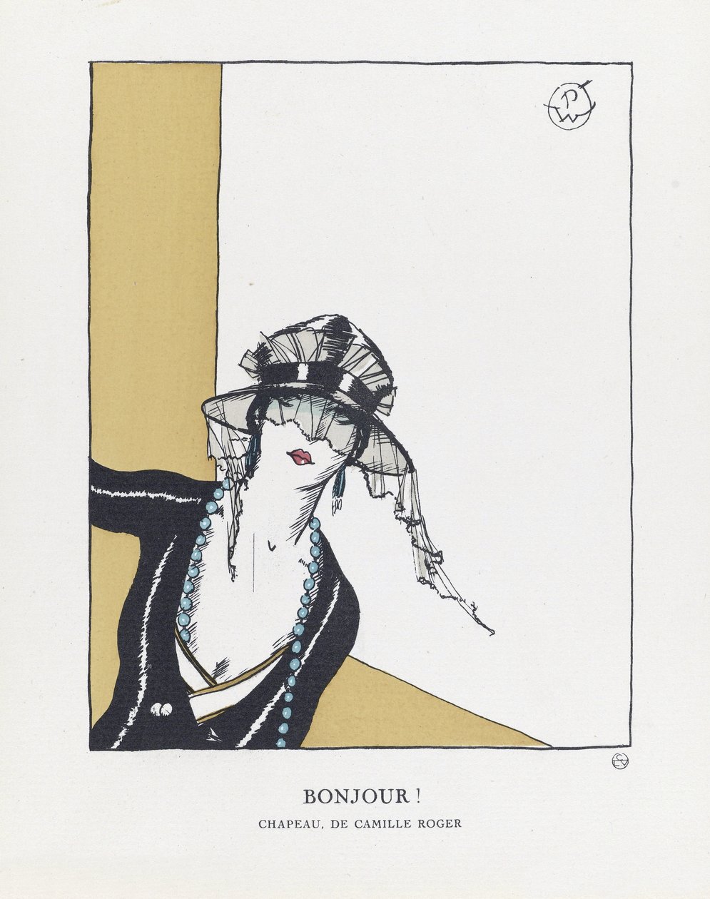 Bonjour, pub. 1921 (druk szablonowy) autorstwa French School