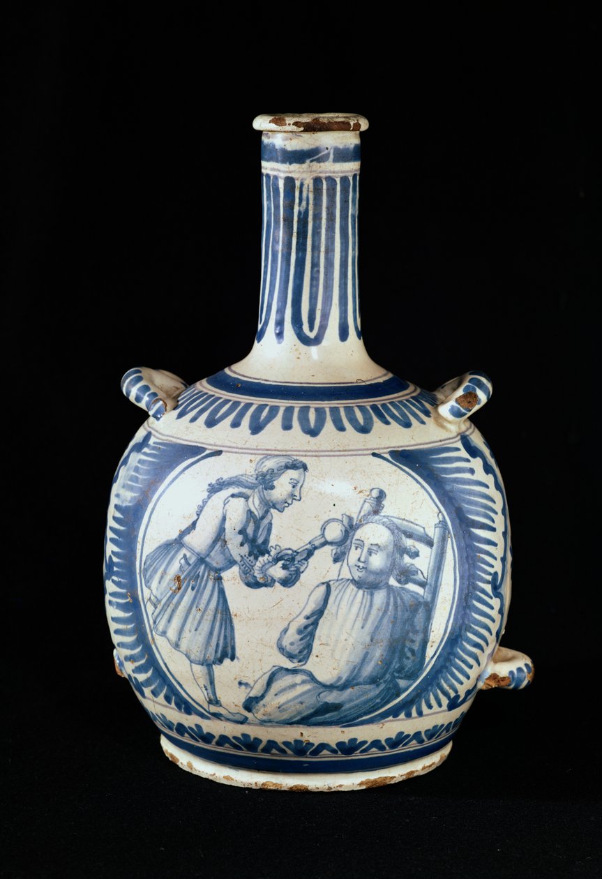 Butelka przedstawiająca dentystę (ceramiczna) autorstwa French School