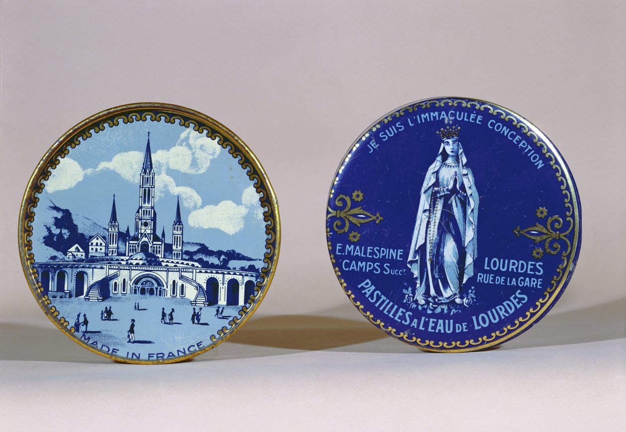 Pudełko pastylek z wodą Lourdes autorstwa French School