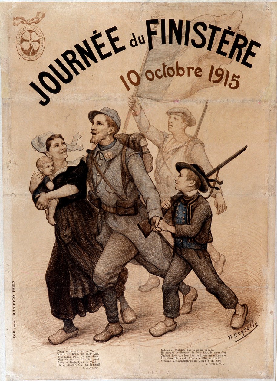 Żołnierz bretoński i jego rodzina – plakat do „Dzień Finistere”, 10 października autorstwa French School