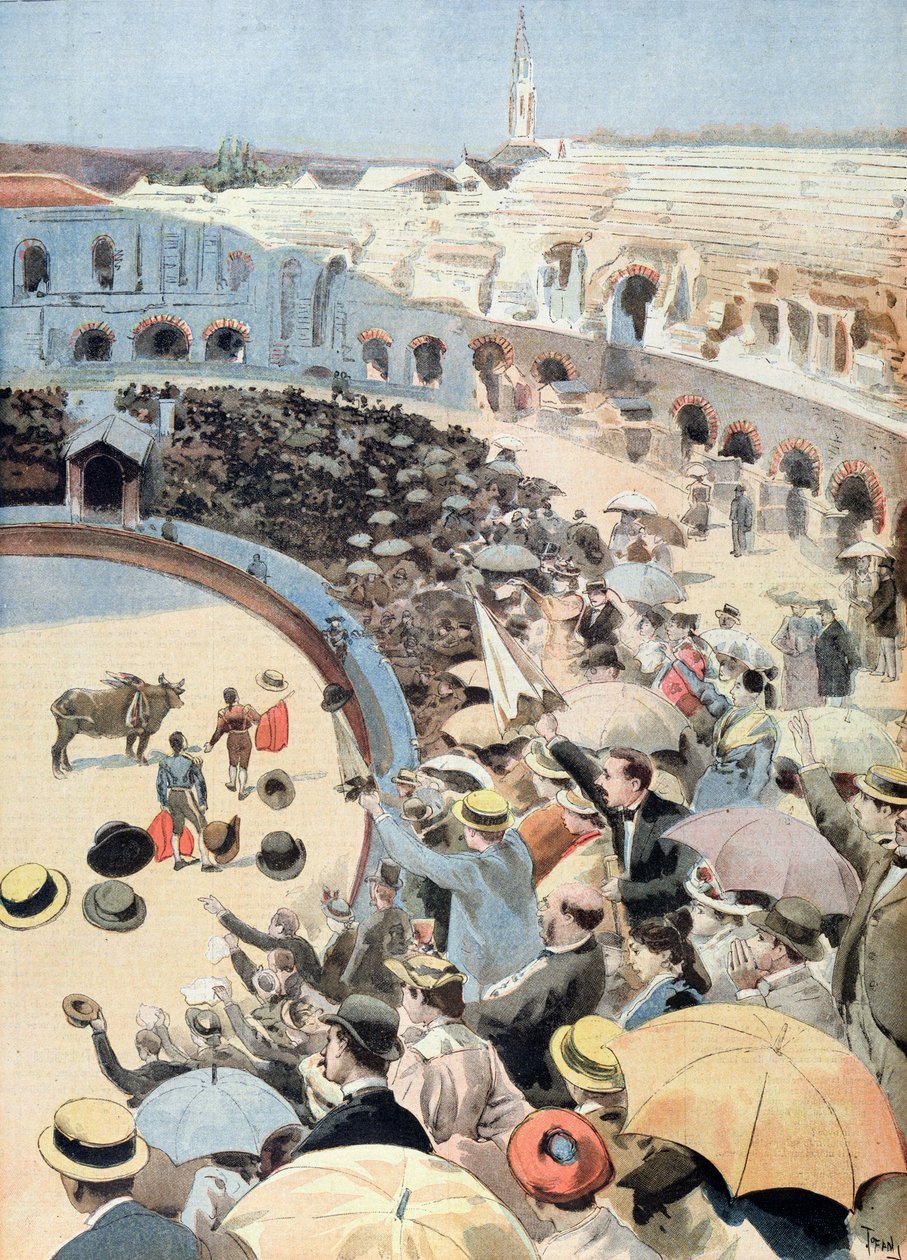 Walka byków w Nimes, ilustracja z Le Petit Journal, 1894 autorstwa French School