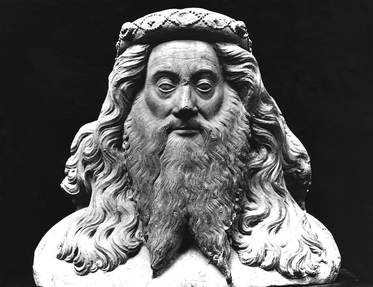 Popiersie z figury żałobnej Jana II de Vienne (zm. 1435), Seigneur z Pagny, zwanego długą brodą, oryginał z XV w. (odlew gipsowy) autorstwa French School